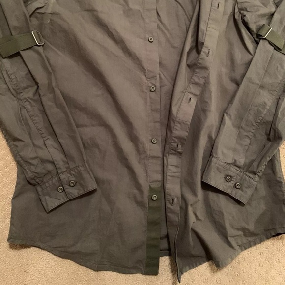 Helmut Lang Bondage Button Up Shirt Strap Seat Belt Olive Green Khaki Medium M - Picture 16 of 16